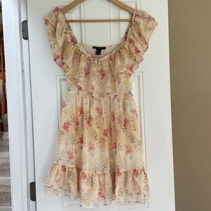 Forever 21 Floral Ruffle Cream Sundress